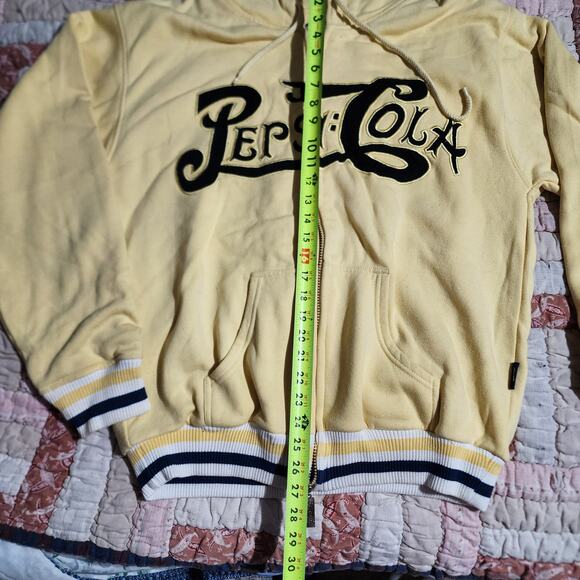 Pepsi-Cola Men's XL Yellow Full Zip Hoodie Vintage 90's Script Logo - Picture 4 of 9